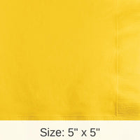1200/Case Bulk School Bus Yellow 2 Ply Beverage Napkins