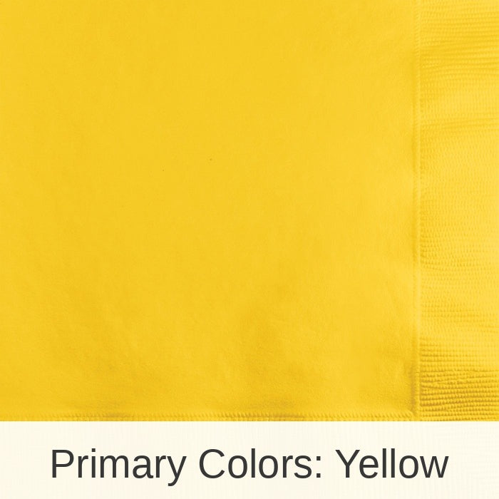 1200/Case Bulk School Bus Yellow 2 Ply Beverage Napkins