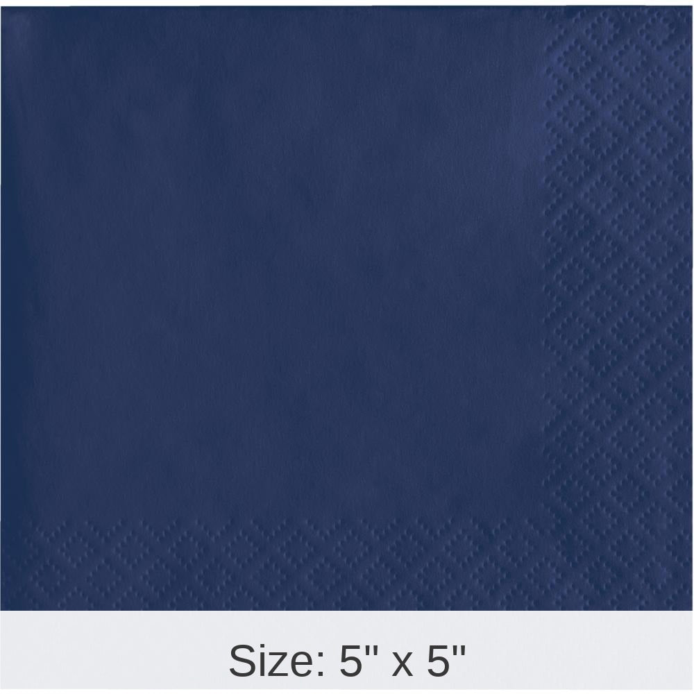 1200/Case Bulk Navy 2 Ply Beverage Napkins