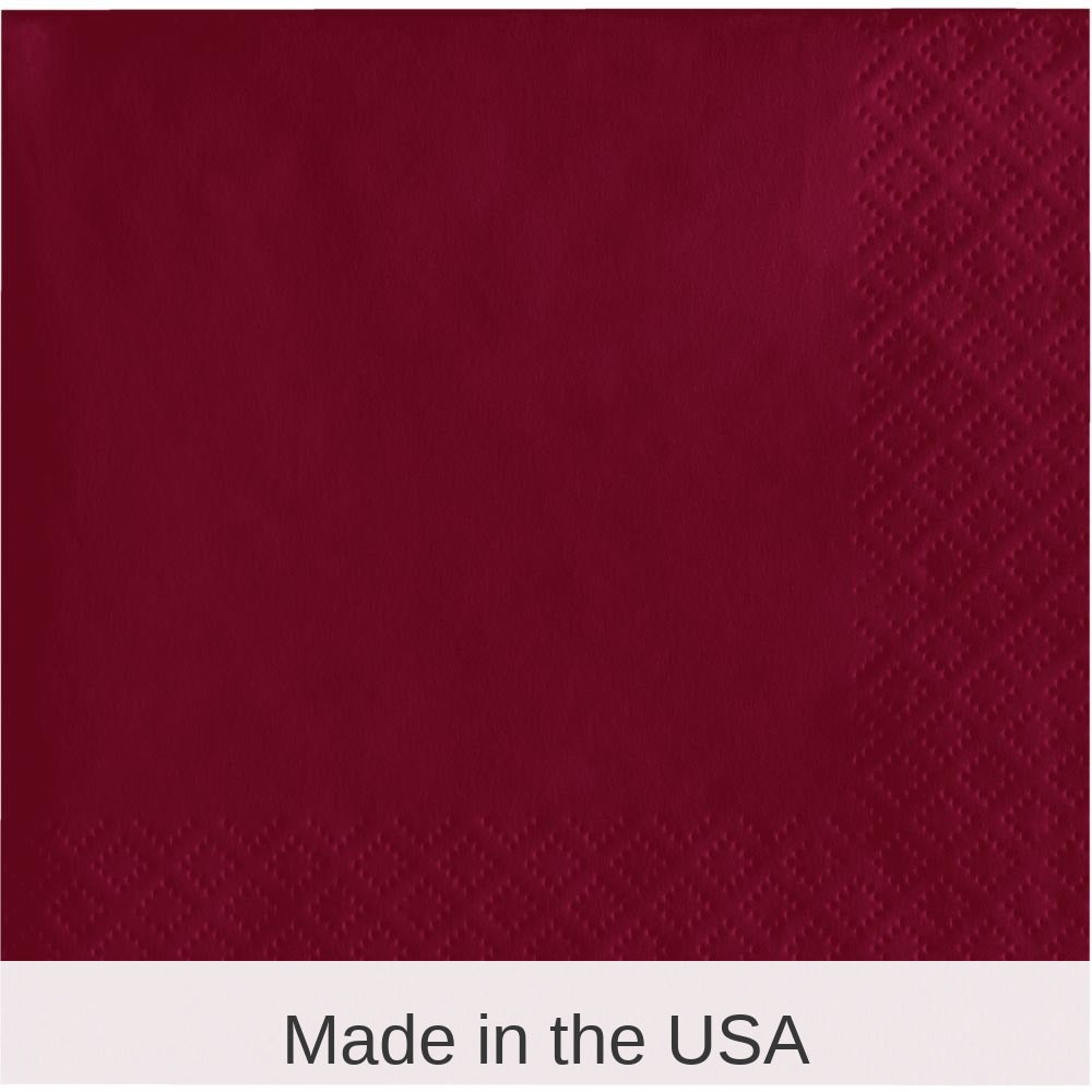1200/Case Bulk Burgundy 2 Ply Beverage Napkins