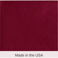 1200/Case Bulk Burgundy 2 Ply Beverage Napkins
