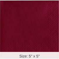 1200/Case Bulk Burgundy 2 Ply Beverage Napkins
