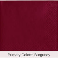 1200/Case Bulk Burgundy 2 Ply Beverage Napkins