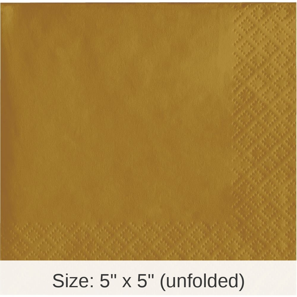 1200/Case Bulk Glittering Gold Beverage Napkins 2 ply