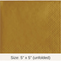 1200/Case Bulk Glittering Gold Beverage Napkins 2 ply