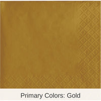 1200/Case Bulk Glittering Gold Beverage Napkins 2 ply