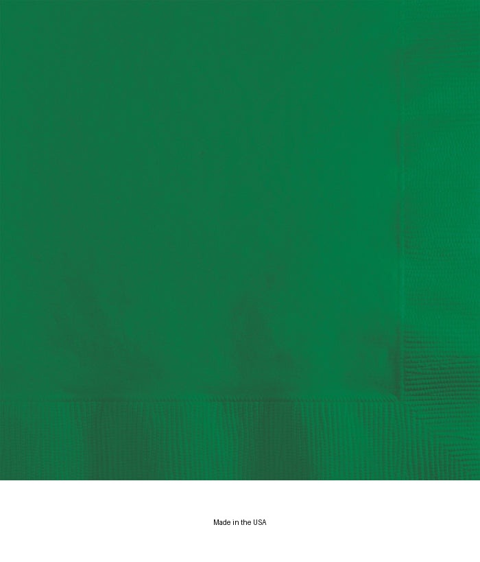 1200/Case Bulk Emerald Green 2 Ply Beverage Napkins
