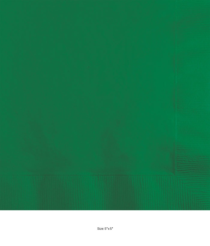 1200/Case Bulk Emerald Green 2 Ply Beverage Napkins