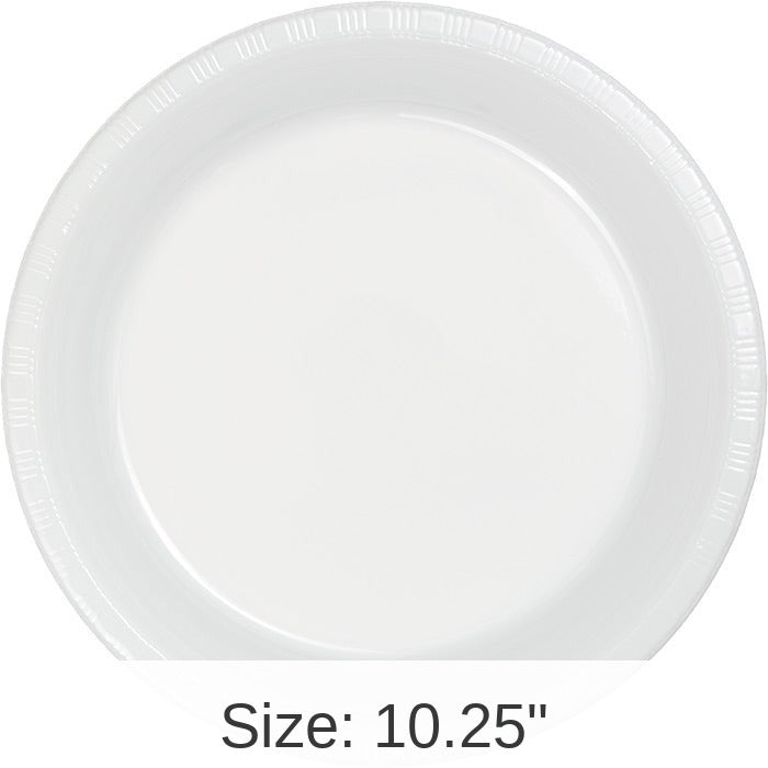 240/Case Bulk White Plastic Banquet Plates 10.25 inch