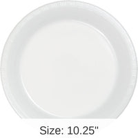 240/Case Bulk White Plastic Banquet Plates 10.25 inch