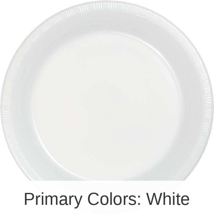 240/Case Bulk White Plastic Banquet Plates 10.25 inch