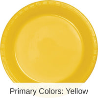 240/Case Bulk School Bus Yellow 6.75 inch Plastic Dessert Plates