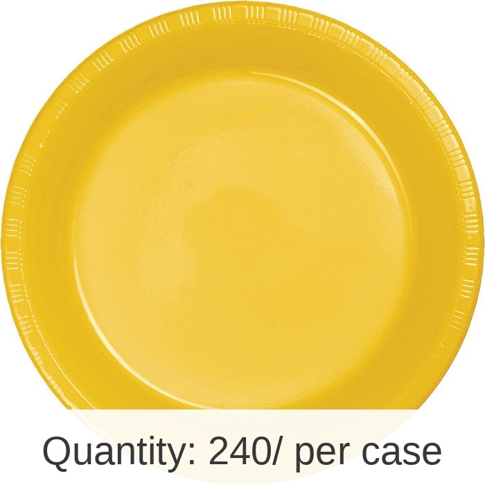 240/Case Bulk School Bus Yellow Plastic Banquet Plates 10.25 inch