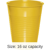 240/Case Bulk School Bus Yellow 16 oz Plastic Cups