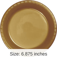 240/Case Bulk Glittering Gold 6.75 inch Plastic Dessert Plates