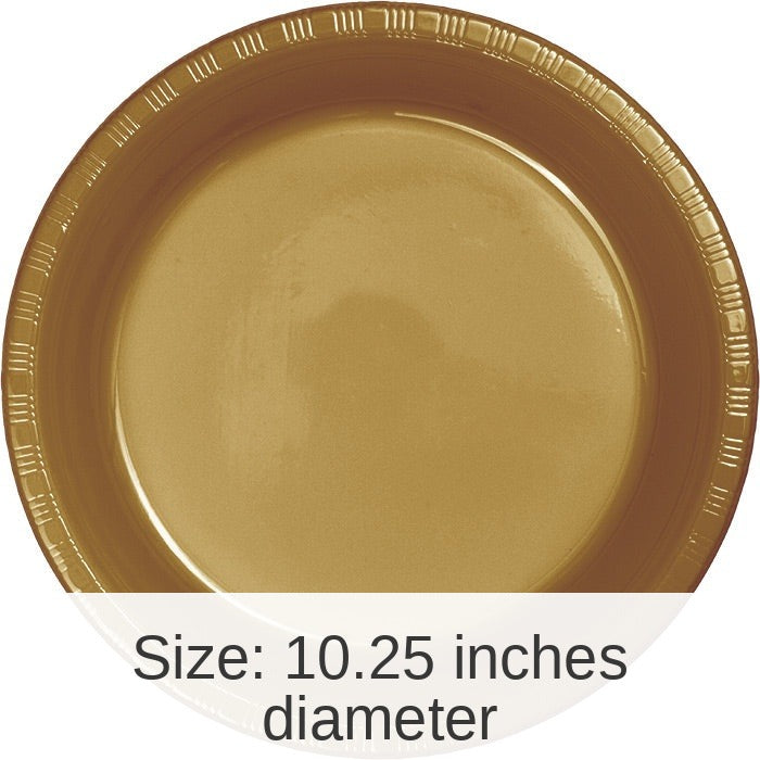240/Case Bulk Glittering Gold Plastic Banquet Plates 10.25 inch