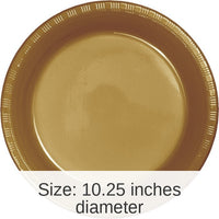 240/Case Bulk Glittering Gold Plastic Banquet Plates 10.25 inch