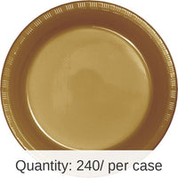 240/Case Bulk Glittering Gold Plastic Banquet Plates 10.25 inch