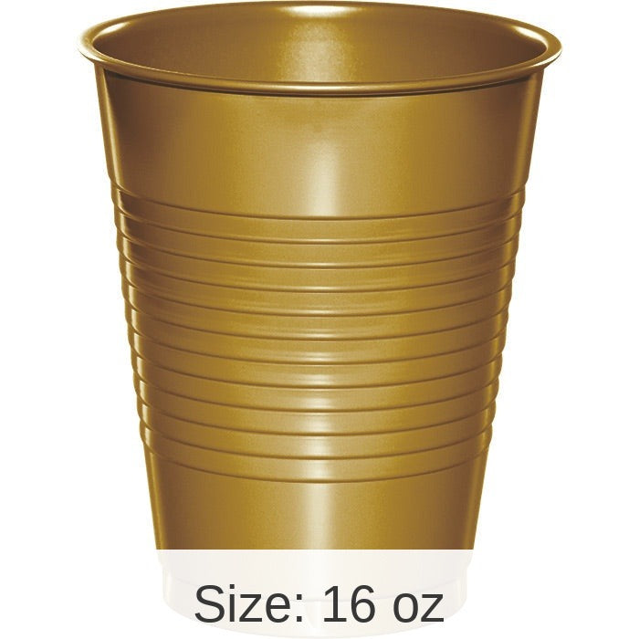 240/Case Bulk Glittering Gold 16 oz Plastic Cups