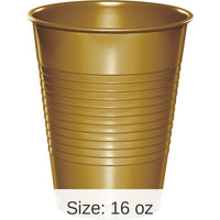 240/Case Bulk Glittering Gold 16 oz Plastic Cups