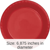 240/Case Bulk Classic Red 6.75 inch Plastic Dessert Plates
