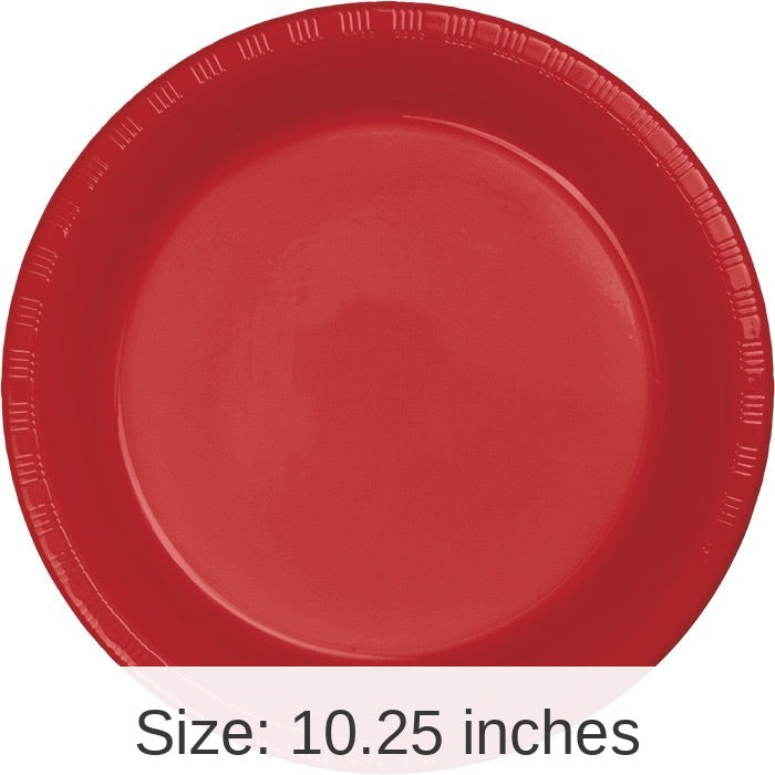 240/Case Bulk Classic Red Plastic Banquet Plates 10.25 inch