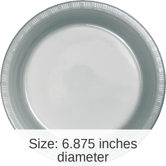 240/Case Bulk Shimmering Silver 6.75 inch Plastic Dessert Plates