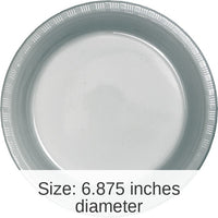 240/Case Bulk Shimmering Silver 6.75 inch Plastic Dessert Plates