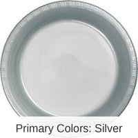 240/Case Bulk Shimmering Silver 6.75 inch Plastic Dessert Plates