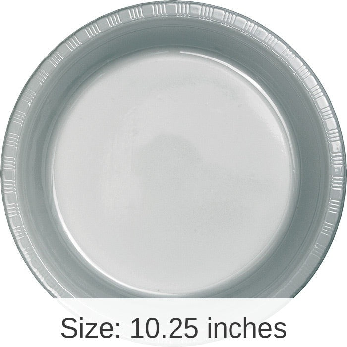 240/Case Bulk Shimmering Silver Plastic Banquet Plates 10.25 inch