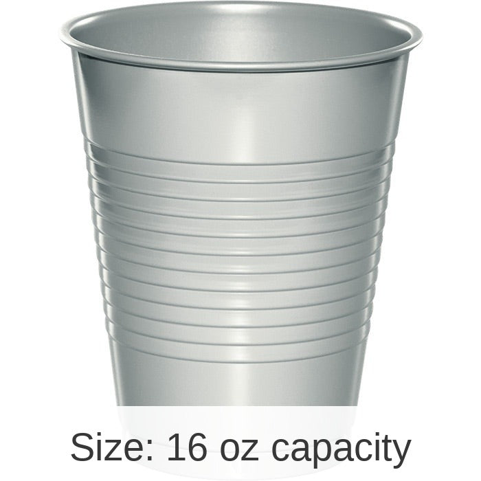 240/Case Bulk Shimmering Silver 16 oz Plastic Cups