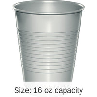 240/Case Bulk Shimmering Silver 16 oz Plastic Cups