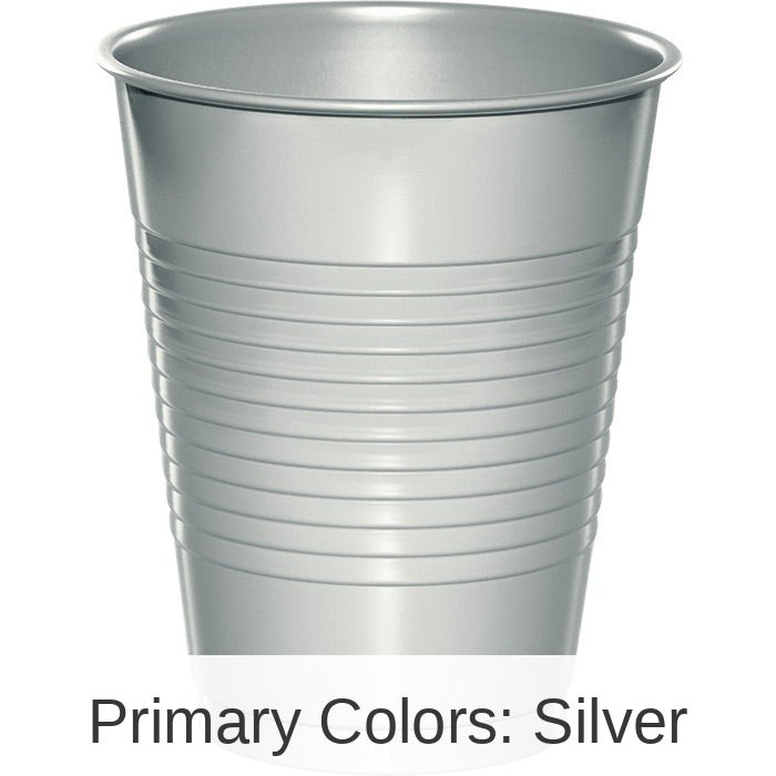 240/Case Bulk Shimmering Silver 16 oz Plastic Cups