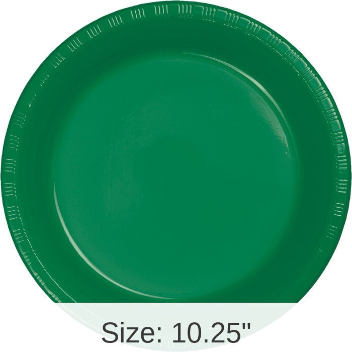 240/Case Bulk Emerald Green Plastic Banquet Plates 10.25 inch