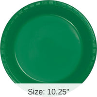 240/Case Bulk Emerald Green Plastic Banquet Plates 10.25 inch