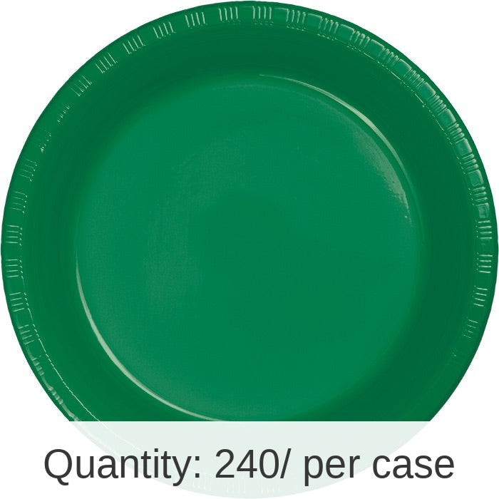 240/Case Bulk Emerald Green Plastic Banquet Plates 10.25 inch