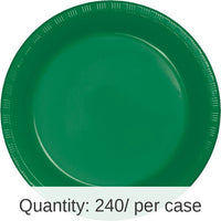 240/Case Bulk Emerald Green Plastic Banquet Plates 10.25 inch