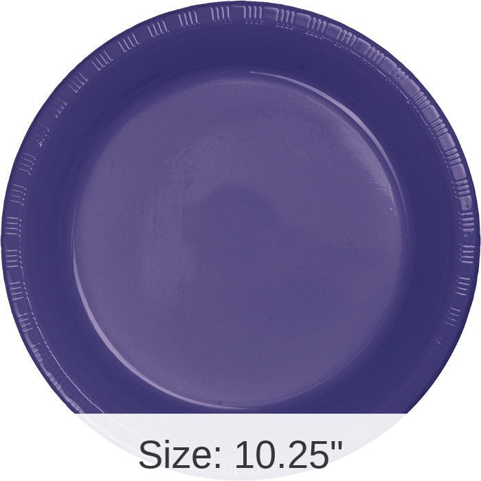 240/Case Bulk Purple Plastic Banquet Plates 10.25 inch