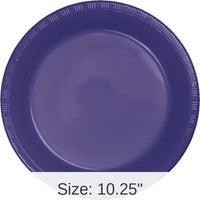 240/Case Bulk Purple Plastic Banquet Plates 10.25 inch