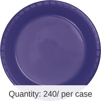 240/Case Bulk Purple Plastic Banquet Plates 10.25 inch