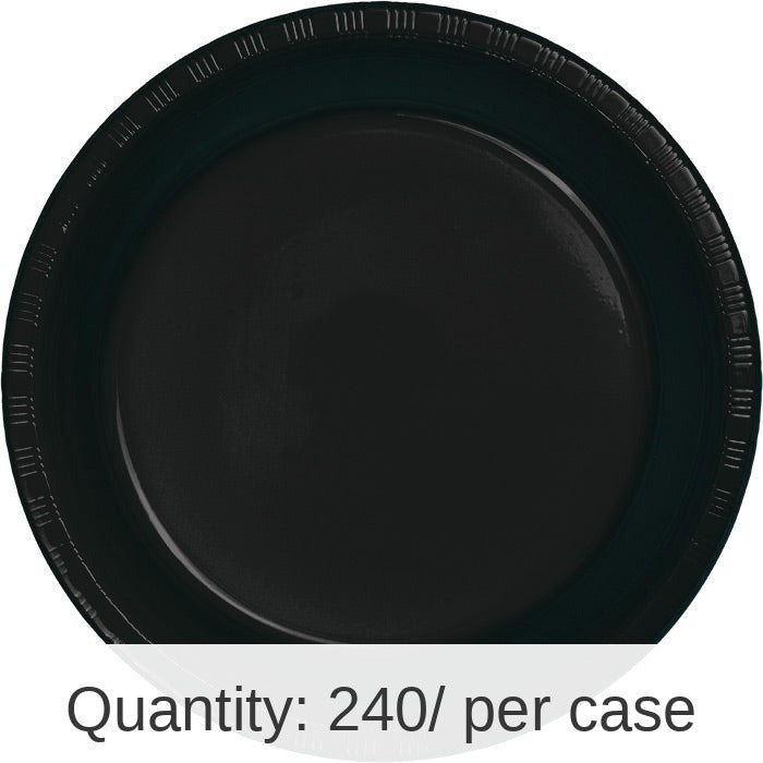 240/Case Bulk Black Velvet 6.75 inch Plastic Dessert Plates