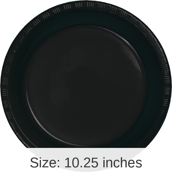 240/Case Bulk Black Velvet Plastic Banquet Plates 10.25 inch