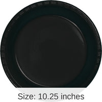240/Case Bulk Black Velvet Plastic Banquet Plates 10.25 inch
