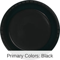 240/Case Bulk Black Velvet Plastic Banquet Plates 10.25 inch