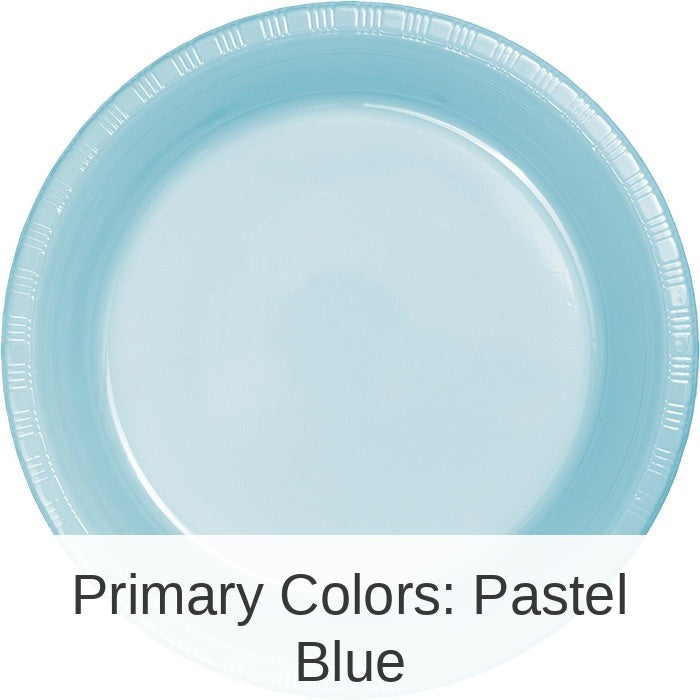 240/Case Bulk Pastel Blue Plastic Banquet Plates 10.25 inch