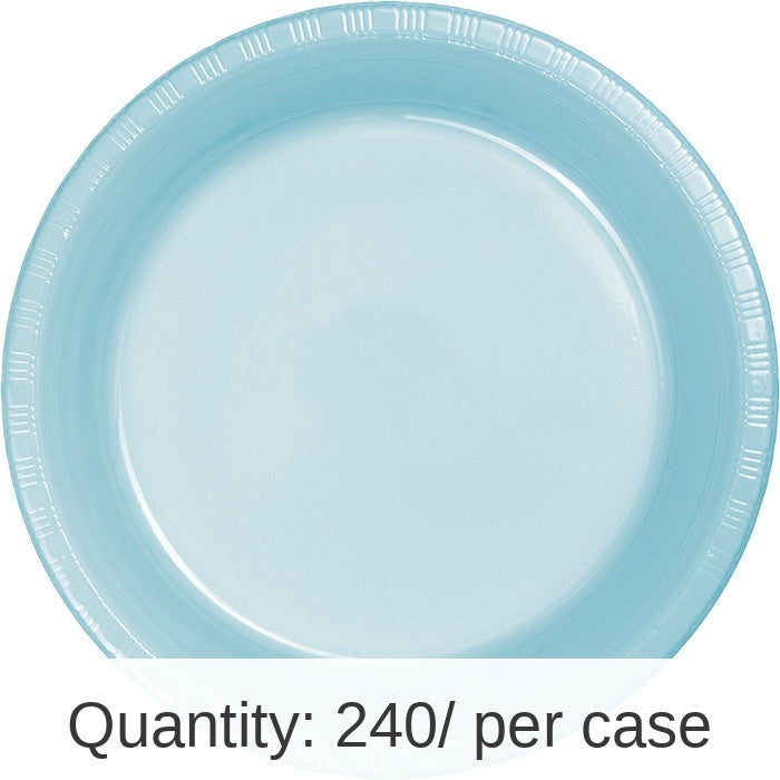 240/Case Bulk Pastel Blue Plastic Banquet Plates 10.25 inch