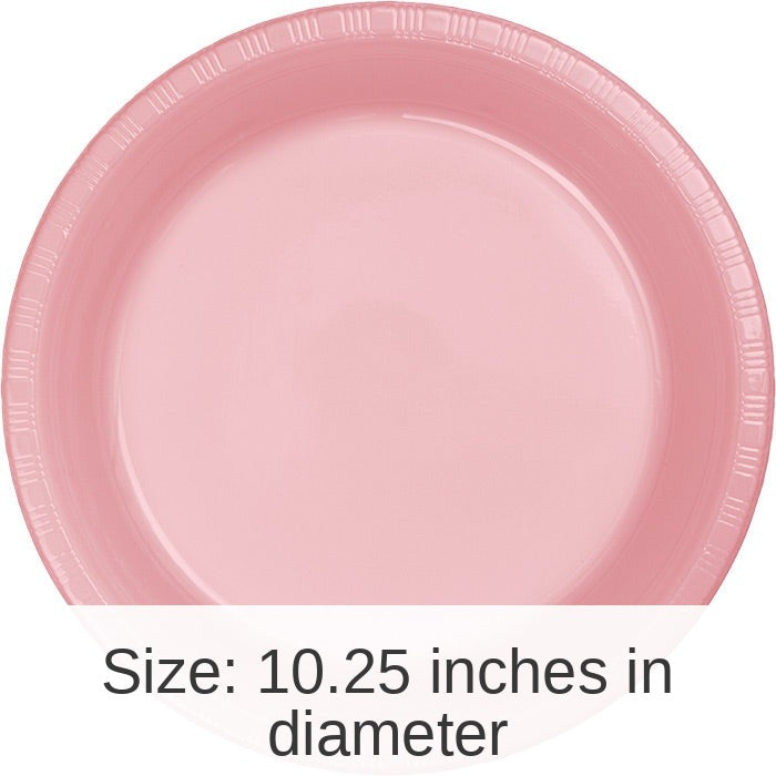 240/Case Bulk Classic Pink Plastic Banquet Plates 10.25 inch