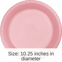 240/Case Bulk Classic Pink Plastic Banquet Plates 10.25 inch