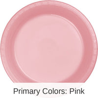 240/Case Bulk Classic Pink Plastic Banquet Plates 10.25 inch
