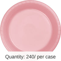 240/Case Bulk Classic Pink Plastic Banquet Plates 10.25 inch